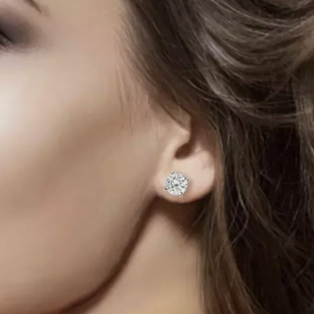 4 Ct Round Cut Diamond Earrings 14k White Gold Gra Certified 4 Ct Round Cut Diamond Earrings 14k White Gold Gra Certified